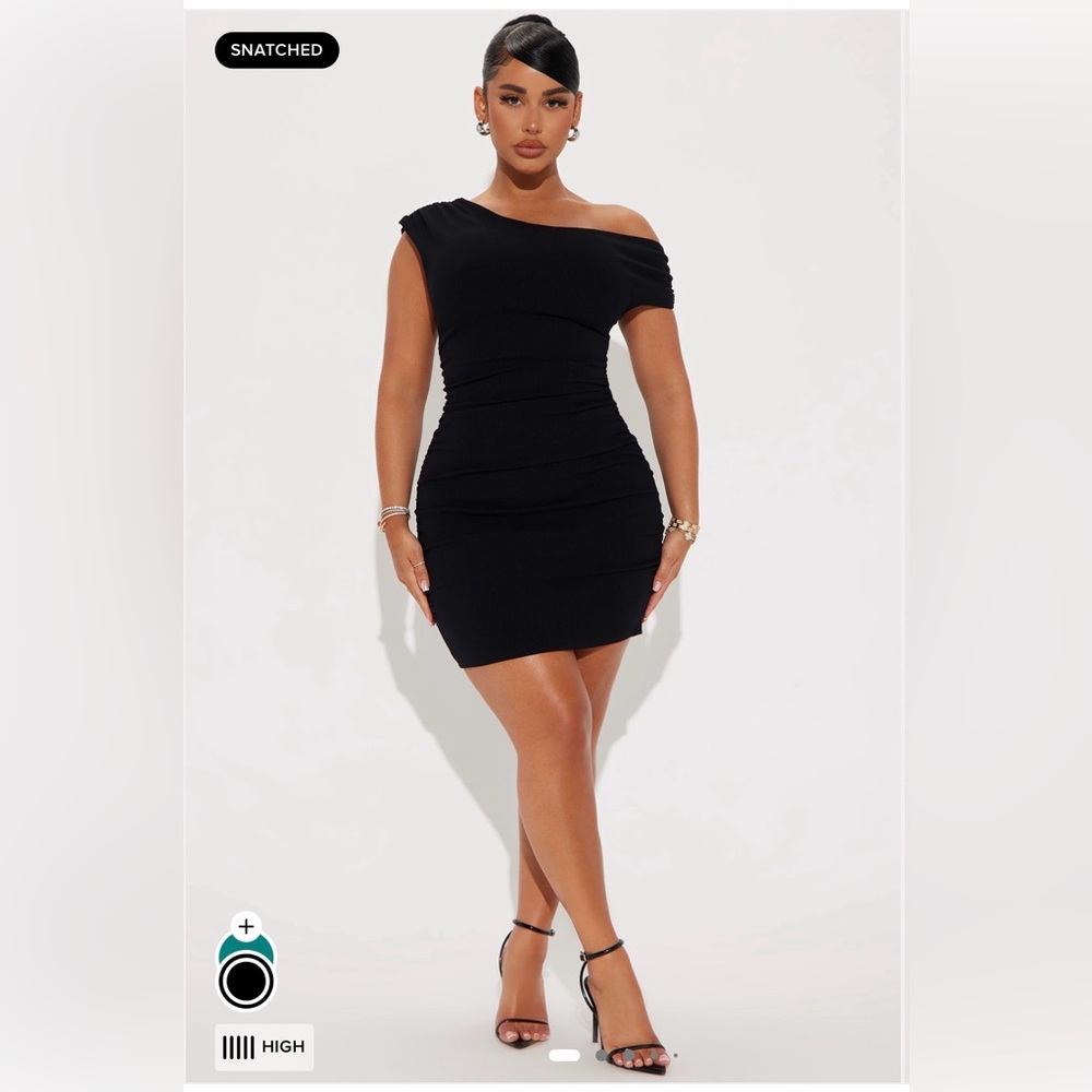 Fashion Nova One-Shoulder Black Bodycon Mini Dress